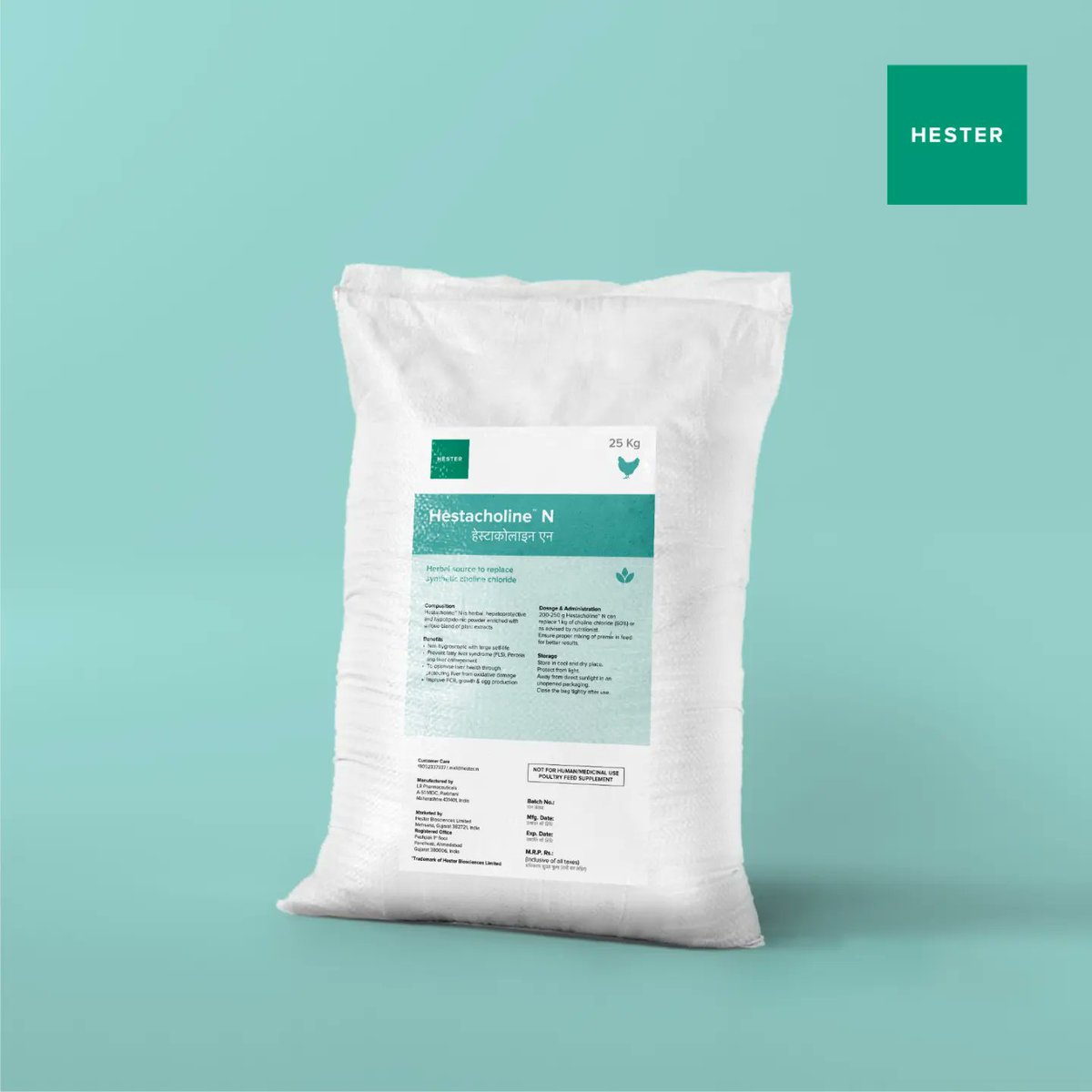 Hesterindia's tweet photo. Experience the difference with Hestacholine® N, your poultry's secret to well-being! Embrace natural care and elevate your flock's health.

#Hester #Poultrycare #HestacholineN #Herbal #FeedSupplement #poultryimmunitybooster #eggproduction #poultryhealthcareproducts https://t.co/vzeoONS7pc