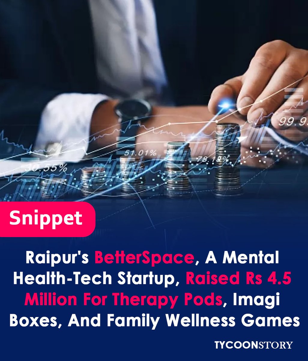 Raipur's BetterSpace, a mental health-tech startup, raised Rs 4.5 million for Therapy Pods, Imagi boxes, and family wellness games

#startup #mentalhealthtech #startupnews #preseedfunding #funding #marketing #brandvisibility #mobileapp #personalgrowth #mentalwellness @pedal_start