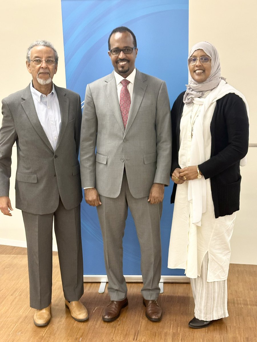 NCRI Commissioner Safia Mohamed along with Senior Advisor, Ahmed Said Farah met with @AmbGamal, the Director @ICECAEP_IGAD. The two will be participating in a high-level panel at 11:00am on Friday 15th Dec on Scaling Up Climate Action in Displacement settings. #GRF2023