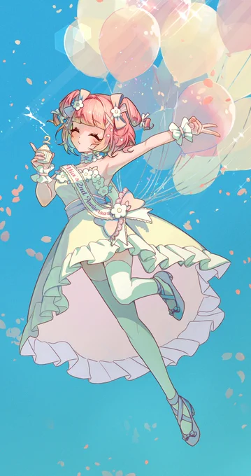 花咲みあ様の2周年お祝いイラストを担当させていただきました!お衣装とヘアアレンジもさせていただいてます ご依頼ありがとうございました!