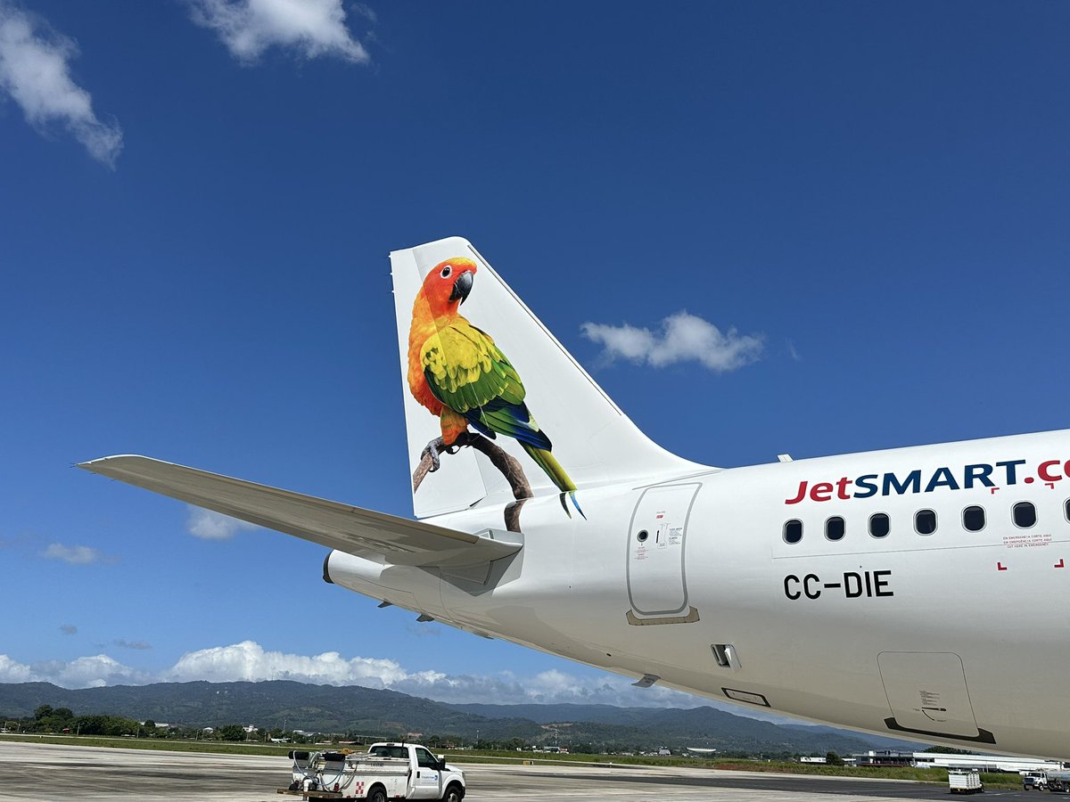OnAviation's tweet photo. El pasado 12 de diciembre, la compañía low cost chilena JetSmart recibió su #A321NEO número 7 que es a la vez el avión número 28 de su flota. 
La entrega se produjo en Hamburgo y @Nomadic_OMD fueron los encargados de su traslado volando loa tramos de Hamburgo a Reikiavik, de Reikiavik a Bangor y desde ahí a Ciudad de Panamá, siendo el último tramo Panamá a Santiago de Chile.
El avion esta bautizado como "Cotorra del Sol" y esta dedicado con la imagen de este bonito pájaro. La matrícula, cuanto menos curiosa 😅

📸 @JTTsteve