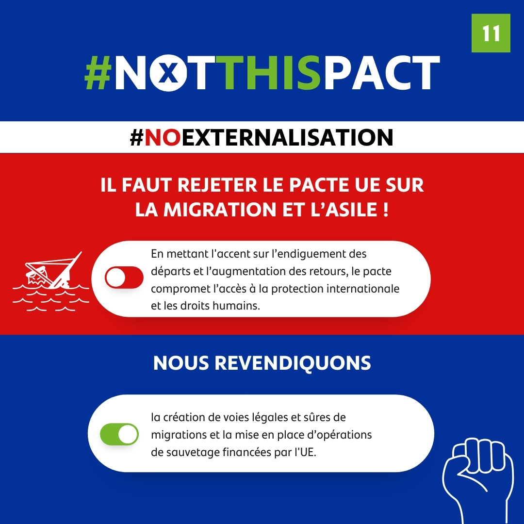 cncd111111's tweet image. Le pacte 🇪🇺 sur l'asile et la migration va encourager essentiellement l’externalisation.
Nous réclamons la création de voies légales &amp;amp; sûres de migrations et la mise en place des opérations de sauvetage financées par l'UE.
👉cncd.be/-pacte-europee…
#NotThisPact #NoExternalisation