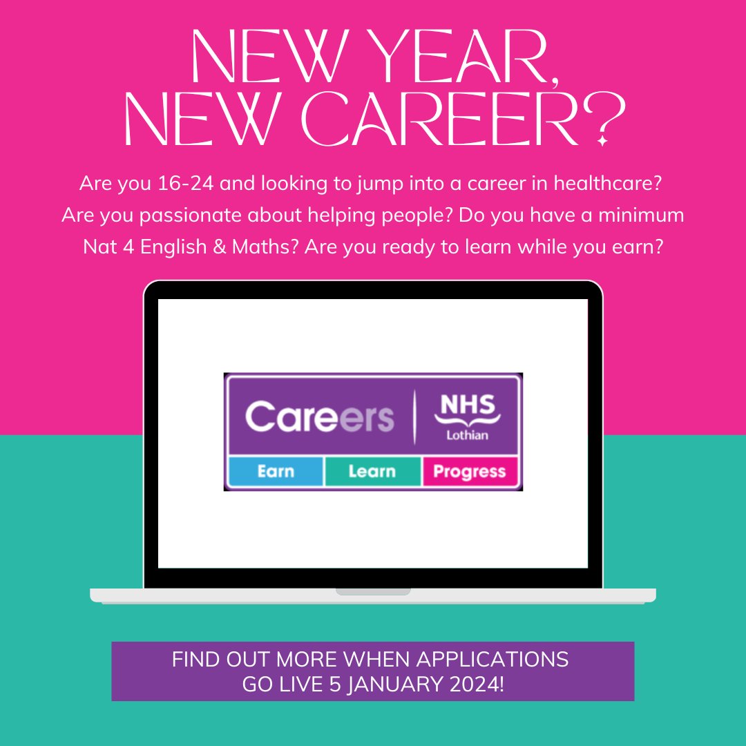 Mark your calendars 🗓️Our next #ModernApprenticeship advert goes live 5 January! If you are 16-24 and looking for a new and exciting opportunity in the healthcare field, why not become an apprentice?