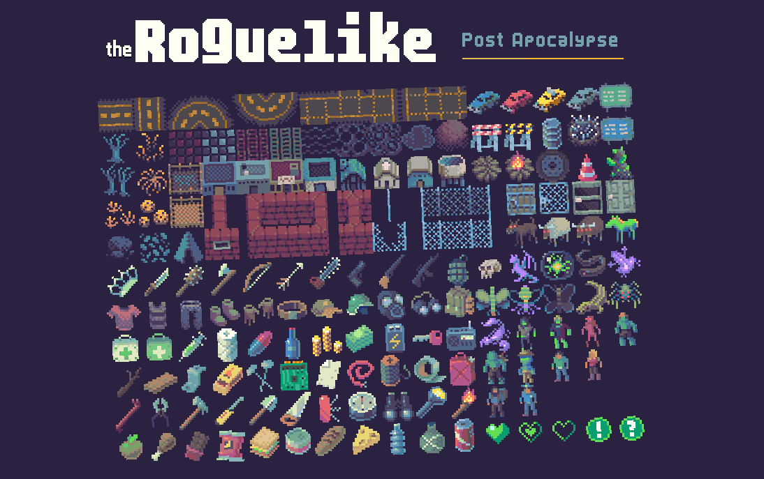 The Roguelike / Post Apocalypse Update. Now Available! Link below.. #pixelart #gamedev #postapocalypse