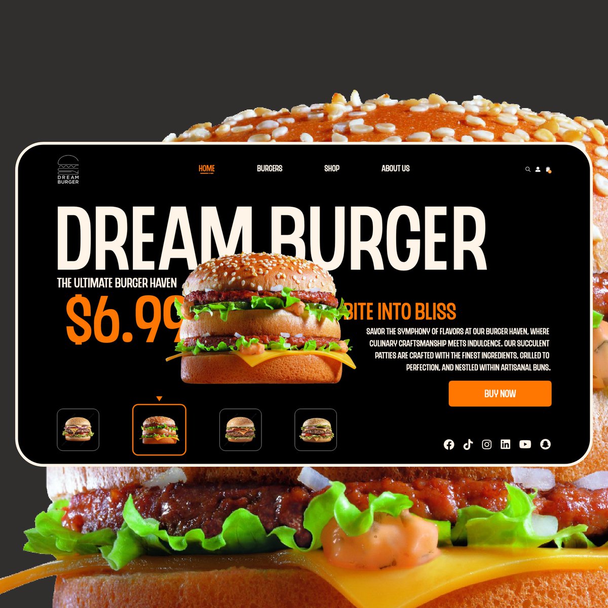 codewithzviko's tweet image. Dream Burger Website Design...