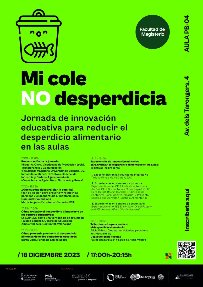 GVAivia's tweet photo. 🧑‍🎓¿Eres docente? ¿Estás preocupado por el desperdicio alimentario? 🚯
👉📆¡No te pierdas la Jornada "Mi cole no desperdicia"!! https://t.co/5Um0mEiVZ8
🖊️Inscríbete en https://t.co/MBIodLeT5X https://t.co/Q0HusCMIL0