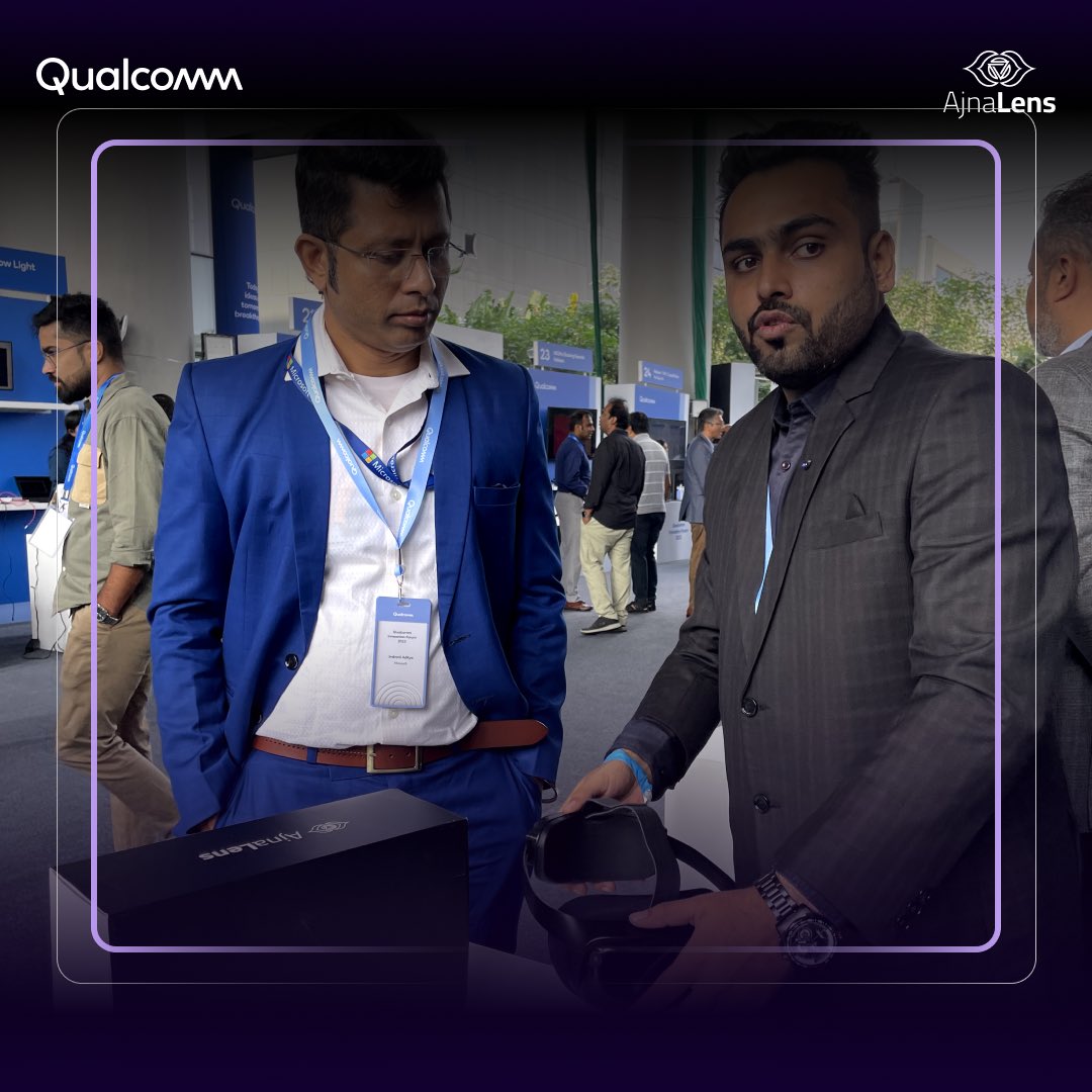 Exciting day at the Qualcomm Innovation Forum!

AjnaLens proudly showcased the power of cutting-edge Mixed Reality solutions, stealing the spotlight with its AjnaXR Headset - India's first true Mixed Reality headset powered by <a href="/qualcomm_in/">Qualcomm India</a> XR2 + Gen 1 chipset.

#qualcomm #xr