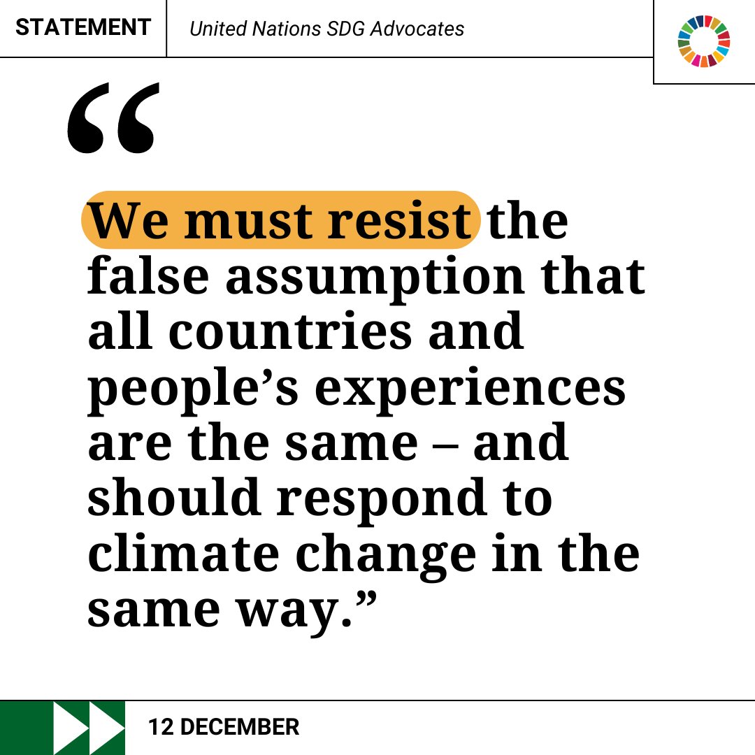 As members of the @UN @SDGAdvocates, we’re calling for credible ambition and urgent #ClimateAction at #COP28. Read our statement: unsdgadvocates.org/news/statement…