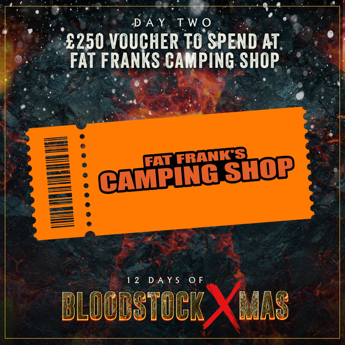 🎅ON THE SECOND DAY OF CHRISTMAS, BLOODSTOCK GAVE TO ME 🎁... A £250 voucher to spend at Fat Franks Camping Shop this #BOA24! Head to Facebook or instagram to enter!