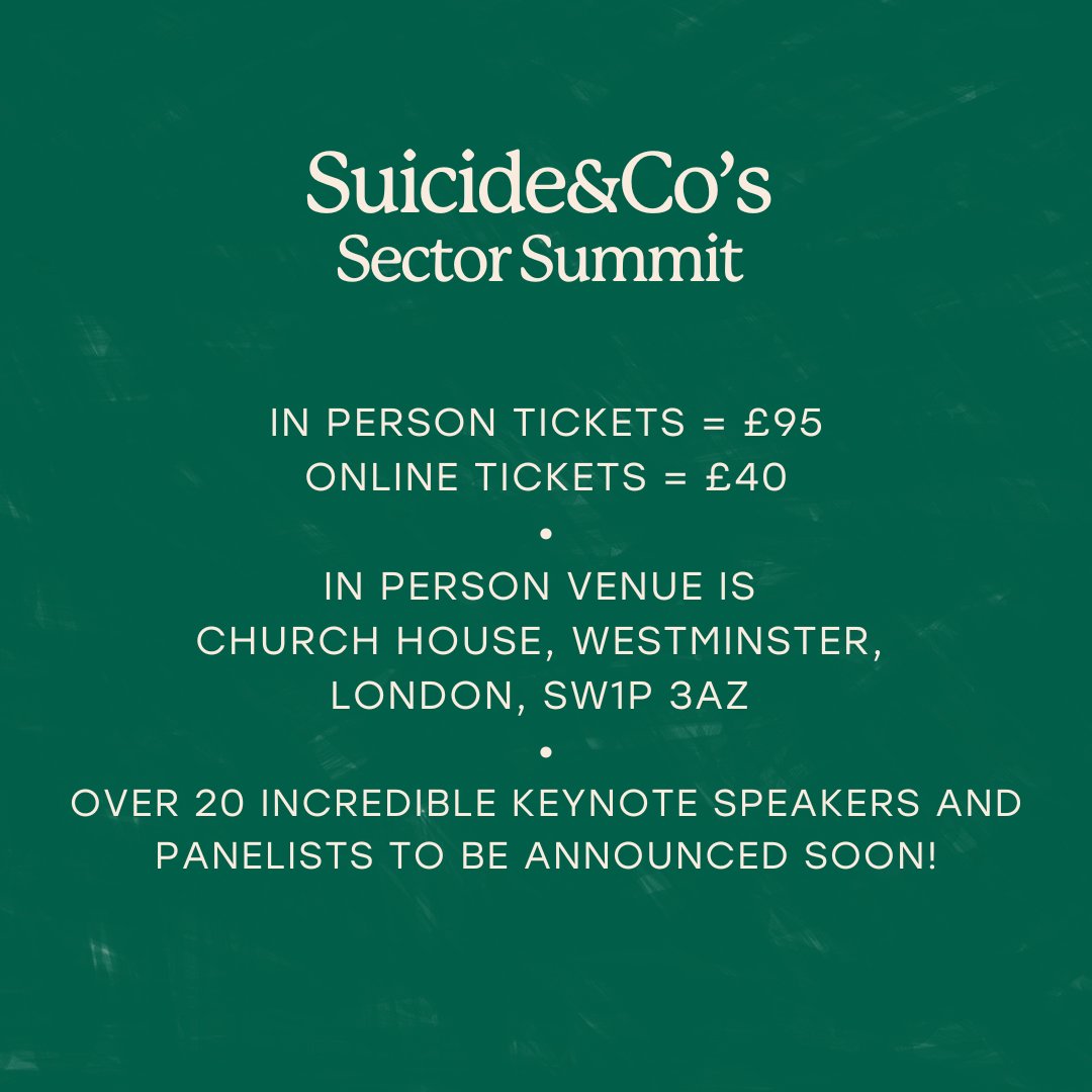 We are excited to launch our Sector Summit, bringing together experts in bereavement and suicide, focusing on suicide bereavement service delivery. This is for those working with people bereaved by suicide, to learn and feel inspired to enhance services. eventbrite.co.uk/e/suicidecos-s…