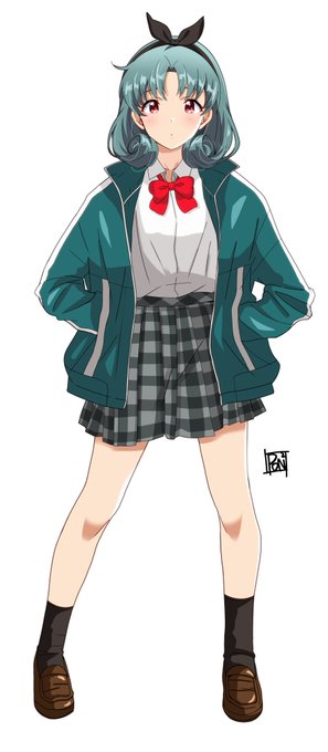 TLのミリオンギャル絵に乗っかって以前に描いた、ギャルみある制服ジャージまつりさんを再掲してみる。 #徳川まつり