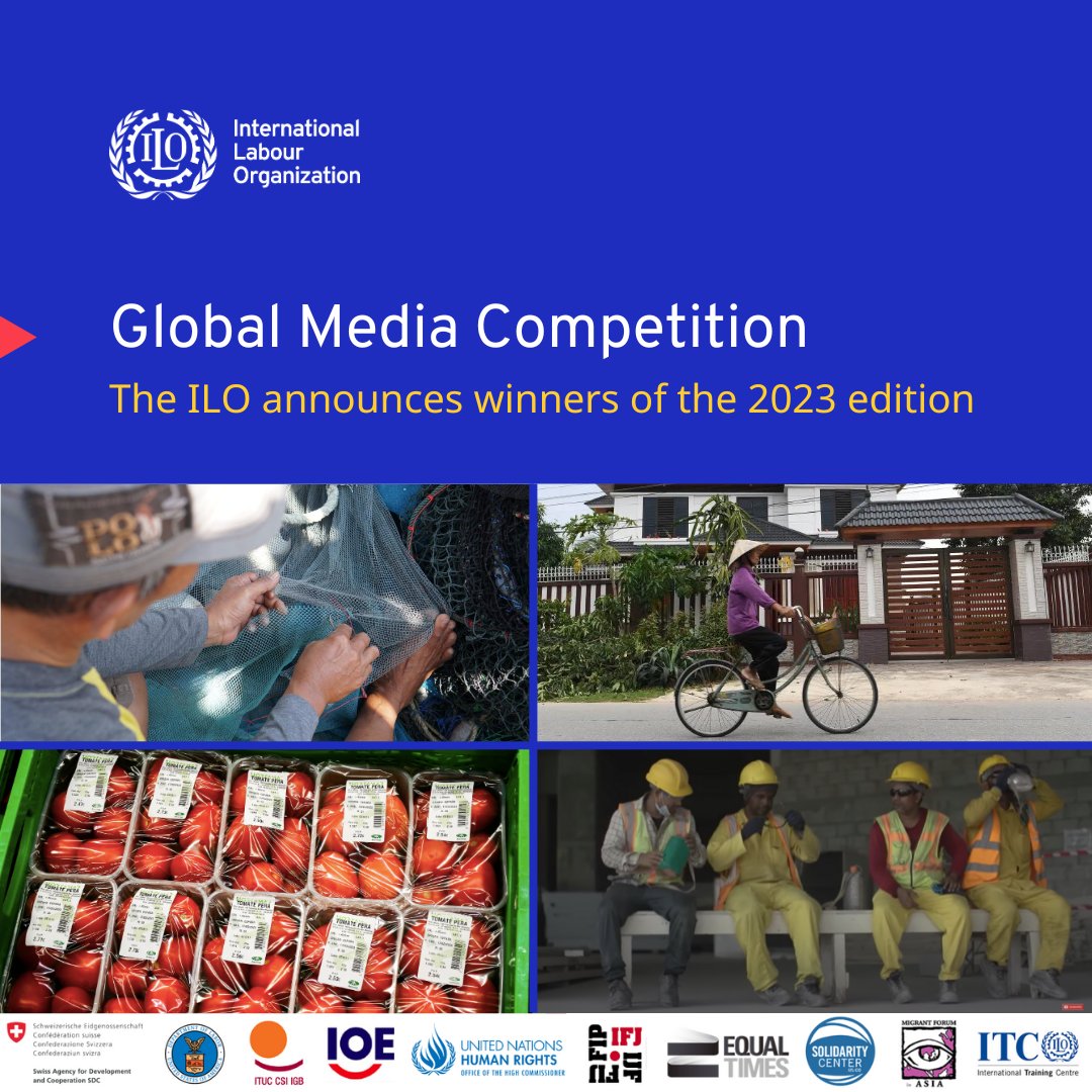 📢Results are in! We've announced the winners of the 2023 Global Media Competition on Labour Migration.

👏Congratulations! @findingsen, @jacobtemplin,
@tlaffay, @edkashi, @arynebaker, @justinesimons,
@diane_tsai, @giada_santana, @claudilla333, @eseajota.

bit.ly/gmcwinners2023