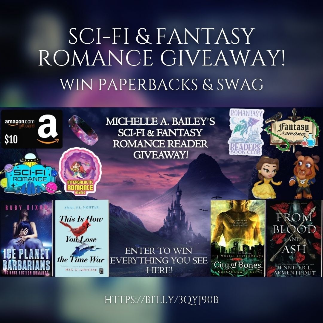 Check out Michelle A. Bailey’s Sci-Fi &amp; Fantasy Romance Newsletter Builder Giveaway!

Link: bit.ly/3QYJ90b

#amreading #amreadingfantasy #amreadingscifi #Fantasy #Romantasy #RomanticFantasy #SciFiRomance
#bookgiveaway #bookgiveaways