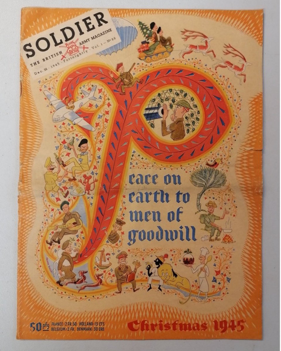 NAM_London's tweet image. On the 1st day of #12DaysOfArchives we give you...
Is this colourful front cover of the 1945 Christmas edition of Soldier magazine. 

#NationalArmyMuseum 
To learn more about our archives and our collection, click here: nam.ac.uk/collections
