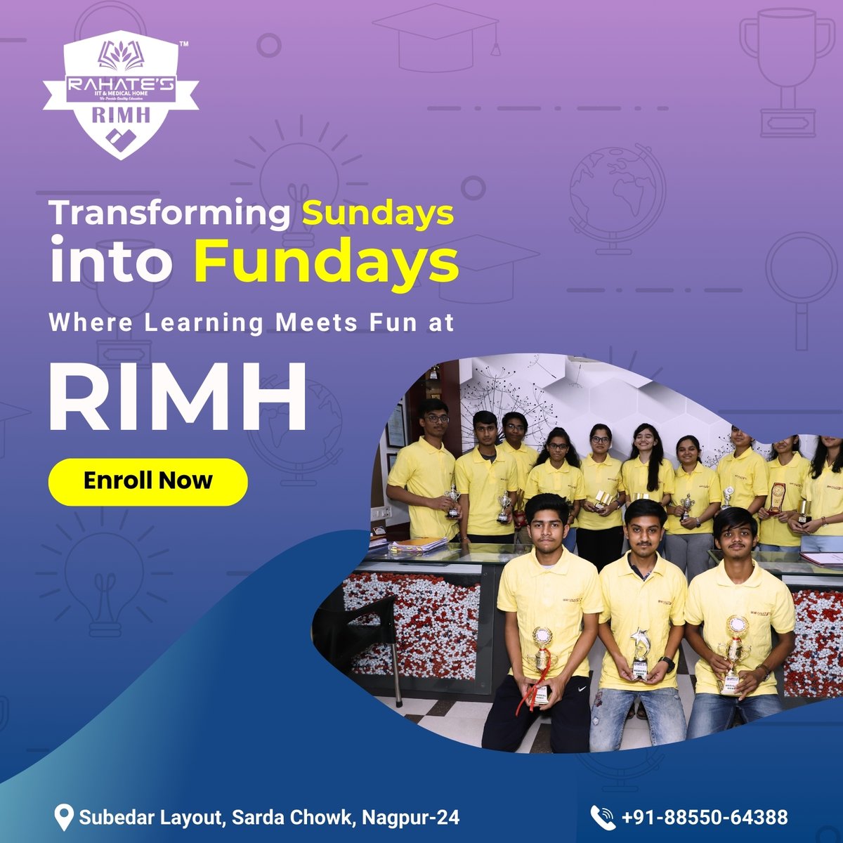 rahate_iit_home's tweet photo. ๐Transform your Sundays into Fundays at RIMH!
Discover the perfect balance of education and enjoyment. Start your amazing educational journey by enrolling now! ๐๐ #RIMH #sundayfundaylearning
.
#RIMHCoaching #Nagpur #quiz #funfriday #Rahates #EnrollNow #LearningMeetsFun #JoinUs https://t.co/mGTrXwhRmR