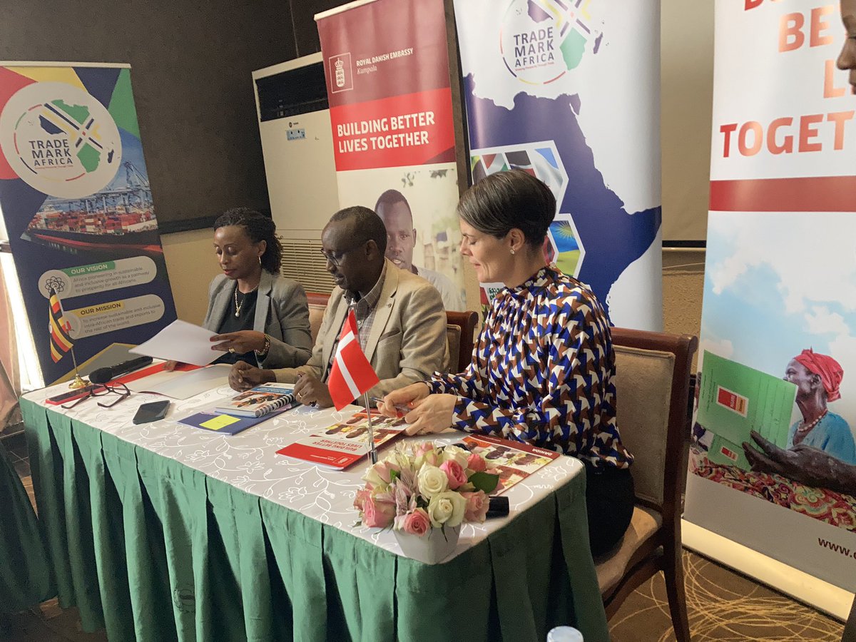 Denmark in Uganda (@dkinuganda) on Twitter photo Today we sign a UGX 16.5Billion grant with <a href="/TradeMarkAfrica/">TradeMark Africa</a> aimed at institutional capacity development,to promote competitive exports for Uganda’s agricultural products.This is part of the efforts from 🇩🇰 to support 🇺🇬 to be competitive while adapting to the #globalclimatecrisis Today we sign a UGX 16.5Billion grant with <a href="/TradeMarkAfrica/">TradeMark Africa</a> aimed at institutional capacity development,to promote competitive exports for Uganda’s agricultural products.This is part of the efforts from 🇩🇰 to support 🇺🇬 to be competitive while adapting to the #globalclimatecrisis