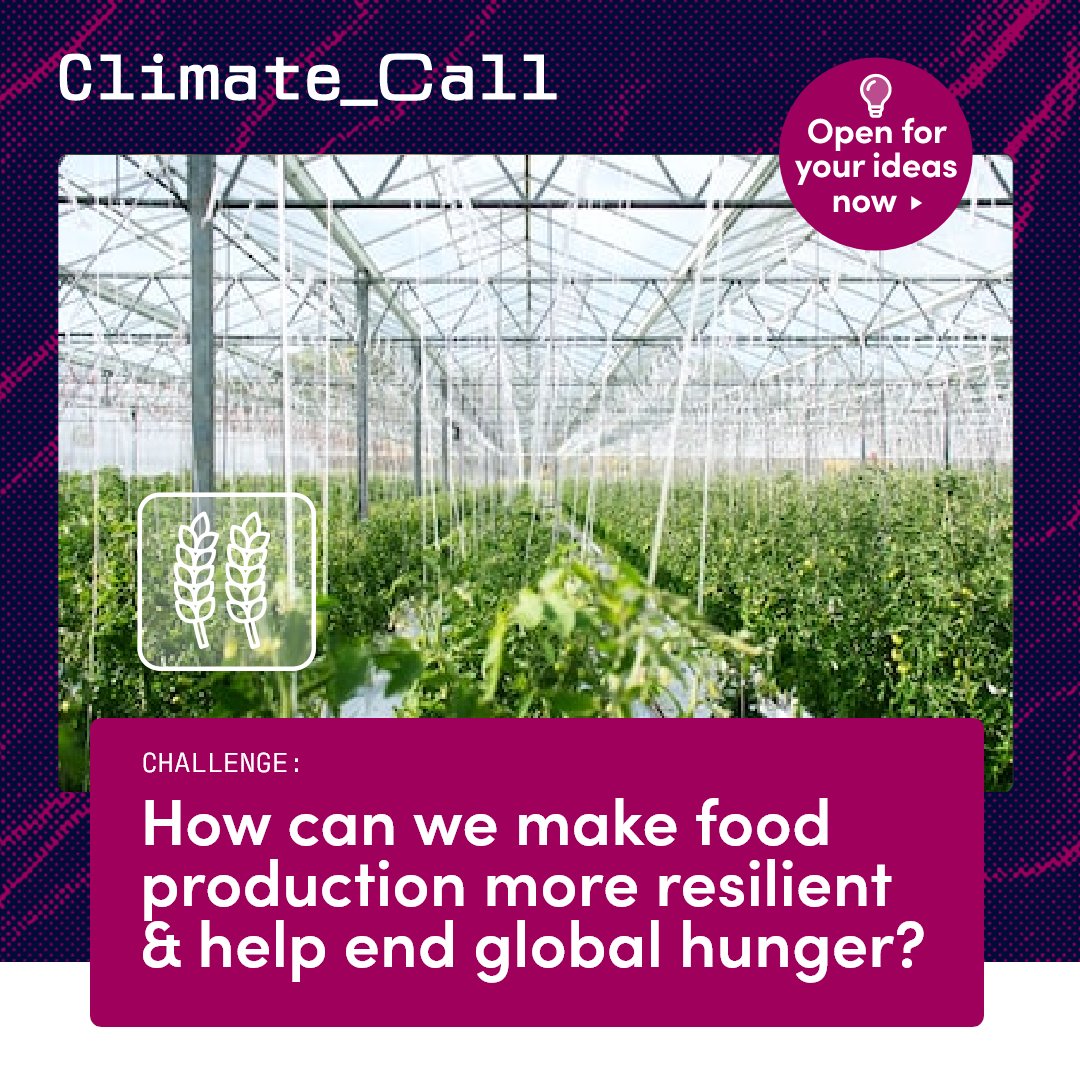 Hopefully @COP28 has sparked your imagination - that now is the time for immediate innovation...

climatecall.com

🚀CHALLENGE FOCUS
How can we make food production more resilient and help end global hunger?