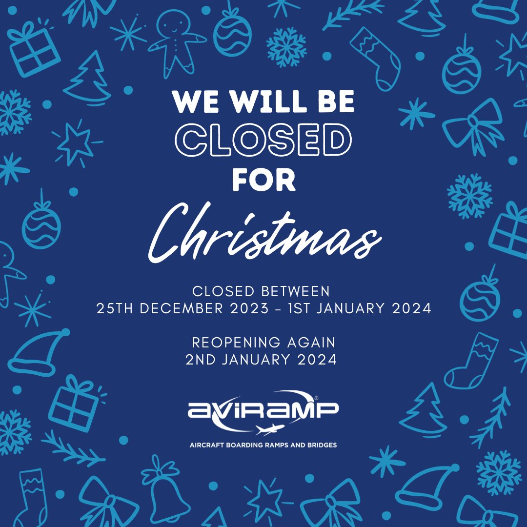 Holidays are just around the corner! 🎅🎄

Our office will be closed from December 25th to January 1st to enjoy the holidays with our families.

A 24h helpline will be monitored during our office closure - sales@aviramp.com

We will see you again on January 2nd 2024!

#holidays