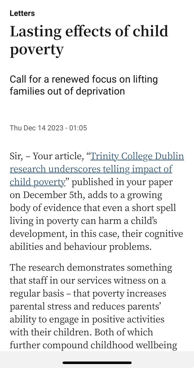 An important letter to the <a href="/IrishTimes/">The Irish Times</a> by the CEO of <a href="/Barnardos_IRL/">Barnardos Ireland</a> calling on the government to support families.

irishtimes.com/opinion/letter…

It is a response to the article based on our <a href="/EuroSocieties1/">European Societies</a> paper with <a href="/Suri_lmx/">Suri Li @surili.bsky.social</a> 
tandfonline.com/doi/full/10.10…