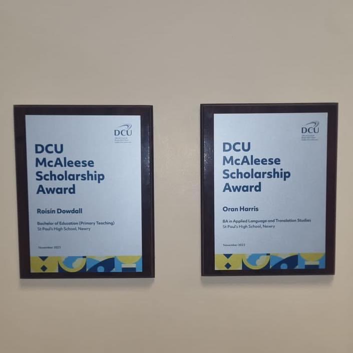 LanguagesSPHS's tweet photo. We are immensely proud that 2 of our past pupils, Roisin Dowdall and Oran Harris, have received the Mary McAleese Scholarships from DCU. Roisin is studying Primary Education with Irish &amp; Oran is studying Spanish with Mandarin. Mr Burns was delighted to be in attendance 🇮🇪 🇪🇸 🇨🇳 https://t.co/njL1ulL4FR