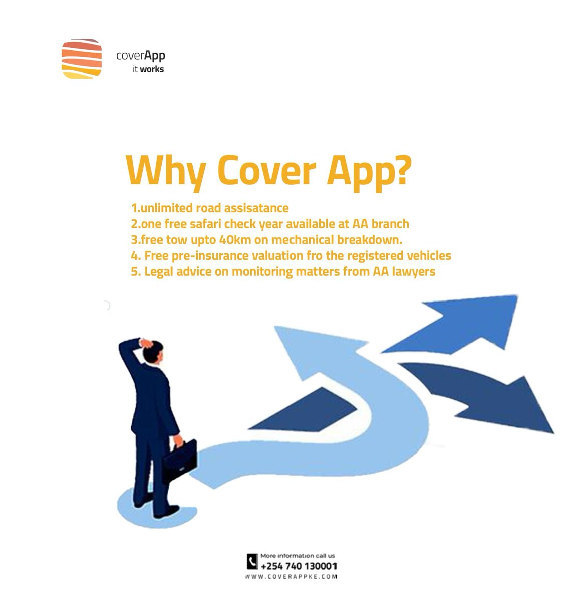 CoverAppKE's tweet image. Our motoring assistance cover offers a bundle of benefits. From legal advice to discounts, we've got it all! @CoverAppKE #itworks #motoringassistance #insuranceforyou