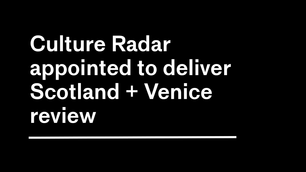 💡 @creativescots has commissioned a review of the Scotland + Venice project, on behalf of the Scotland + Venice partners.

Following an open tender process, <a href="/CultureRadarUK/">CultureRadarUK</a> has been appointed to lead the review.

Learn more: scotlandandvenice.com/news/culture-r…