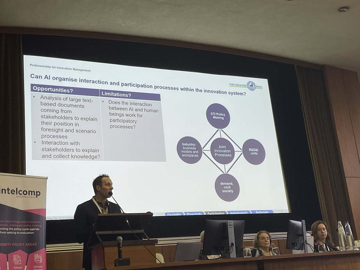 Agile and responsive STI policy is a must. How to navigate a complex space using #AI. A question discussed today in @IntelComp_H2020 event. Dr. Carsten Schwabe provides excellent insights. We are glad to have @OpenAIRE_eu Graph as an enabler.