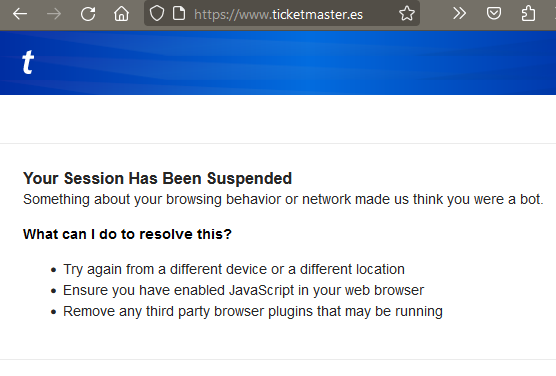 Big_che's tweet photo. @TicketmasterES Es imposible acceder a vuestra web, he probado desde distintos navegadores https://t.co/Oh47ORo8Rk