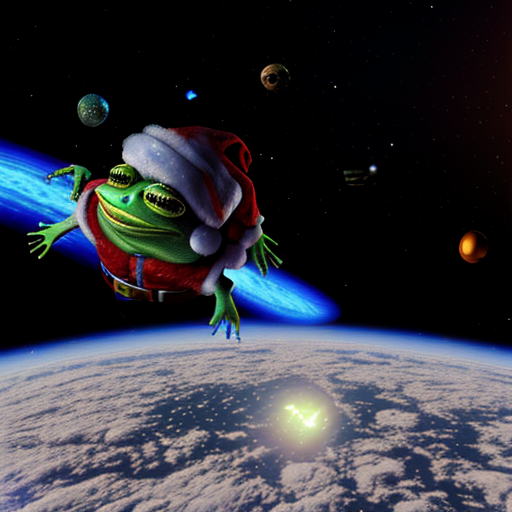 MJMoonbow's tweet photo. Title: Alien Santa Pepe
Description: More rare than Space Pepe
#santamon @MemeExplorers
#memeclub
#santa #pepe #Space https://t.co/KJFizEJs6z