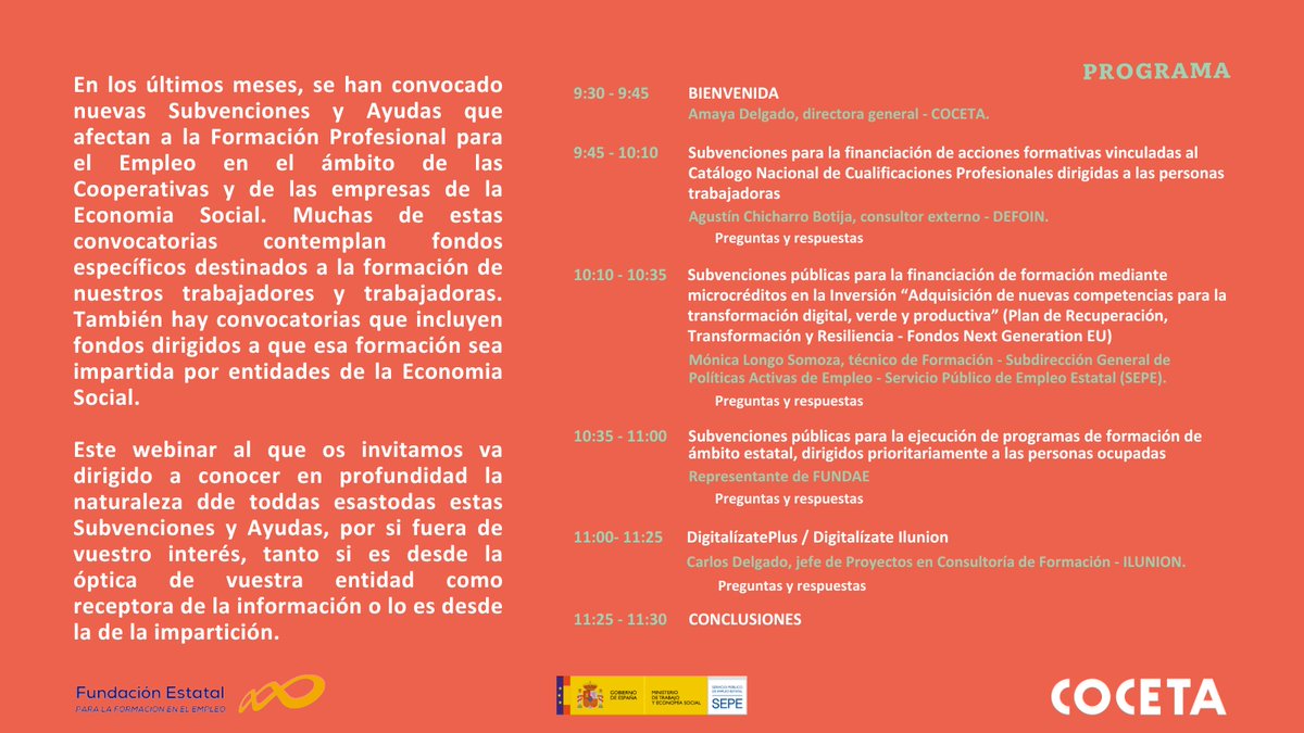 Coopsdetrabajo's tweet photo. No olvides inscribirte al último webinar del año‼️: 

👉Nos preparamos para las Convocatorias de #Formación de un 2024 que viene cargado de oportunidades 🎁

ℹ️Solo un cambio: finalmente será el 20 de diciembre

https://t.co/IQFVJgJYvB

#SomosCOoperativas #SomosCOCETA https://t.co/nV5lIJoohr