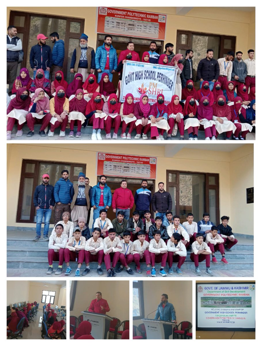 RambanGovt's tweet photo. Today on 14th of December 2023, Students and staff of Govt. High school Perhinder visited Govt. Polytechnic Ramban under PM SHRI. About 120 students along with 7 staff members  visited this institution for Exposure/ industrial visit of students. @directorskilljk https://t.co/ZDJejJcTsd