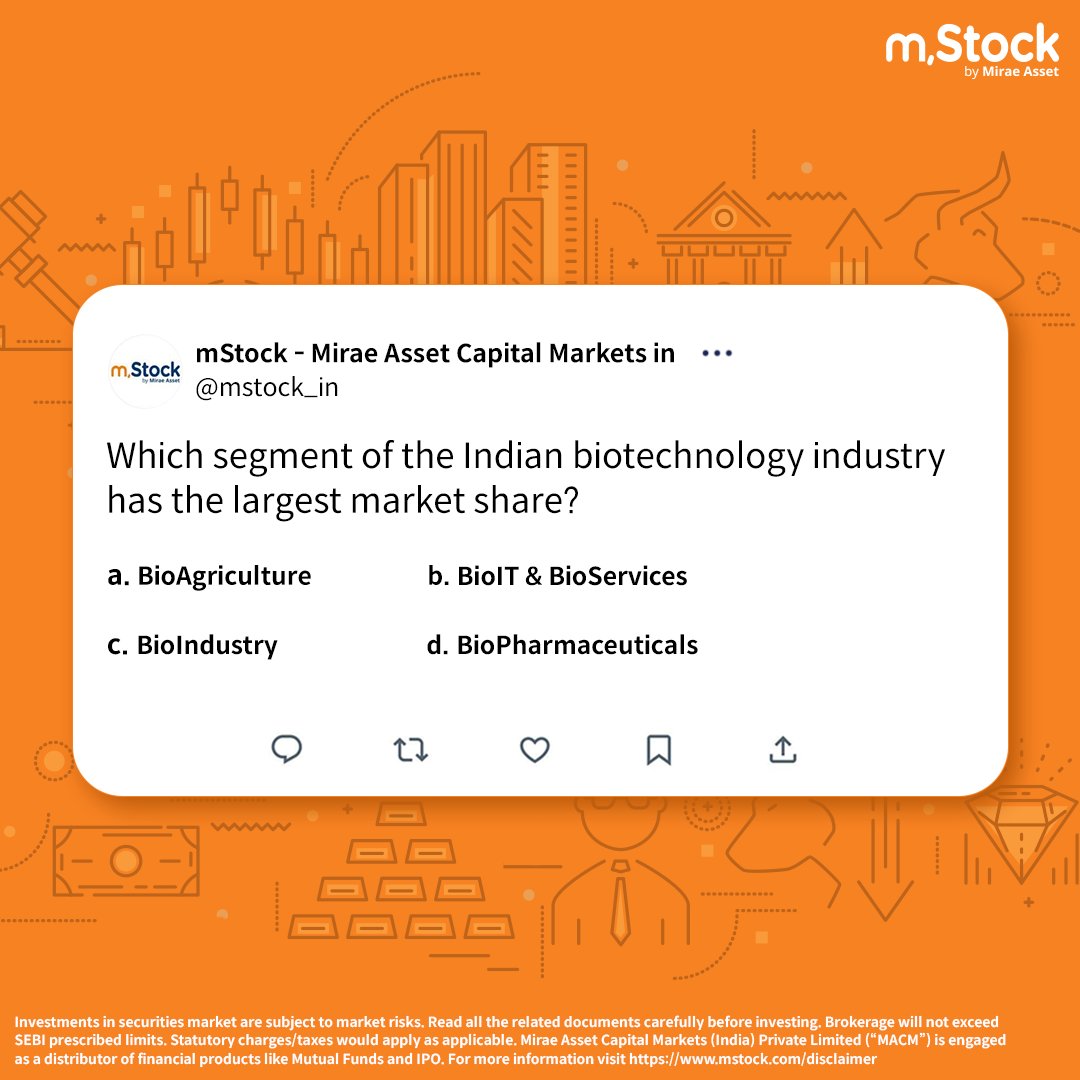 mstock_in's tweet photo. Decoding the Indian Bioeconomy!

Don't forget to check out our #ChartInfographics and let us know your answers in the comments below.👇

#mStock #MiraeAssets #ThusdayTweet #Trading #Biotechnology #Bioeconomy https://t.co/DCZORrNMhi