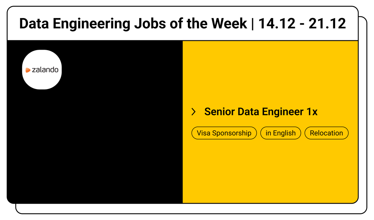 datajob_io's tweet photo. Hey all👋

This week's hand picked Data Engineering positions in📍Germany (w/ visa sponsorship):

- @Zalando (e-com)

Check and apply: https://t.co/dK9wfsVdaN https://t.co/uzqUL6xZki