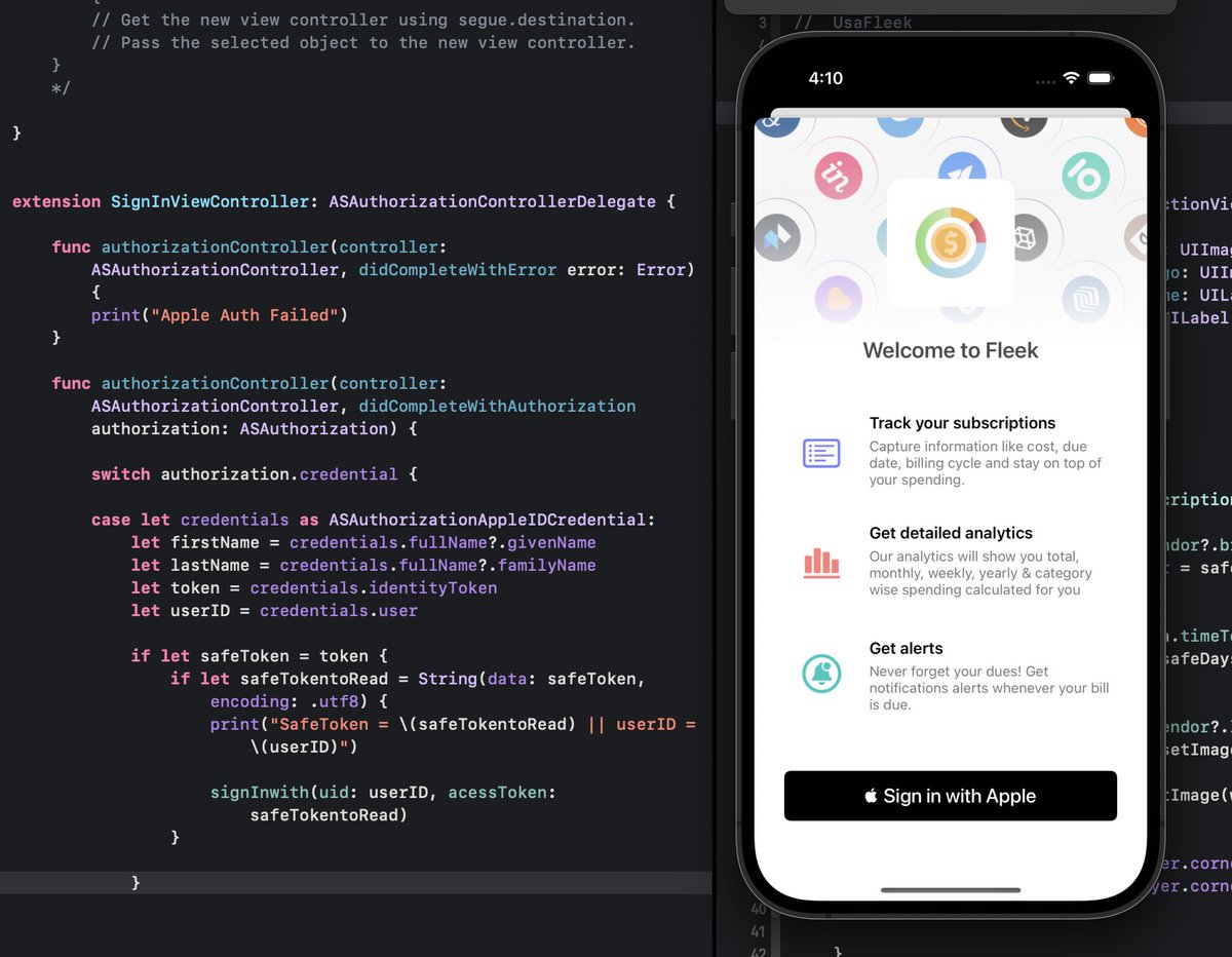 zephyrwala's tweet photo. Ditching Firebase and shifting to SignInWithApple for app auth. 

#buildinpublic #signinwithapple #swift https://t.co/2GYMowwp8I