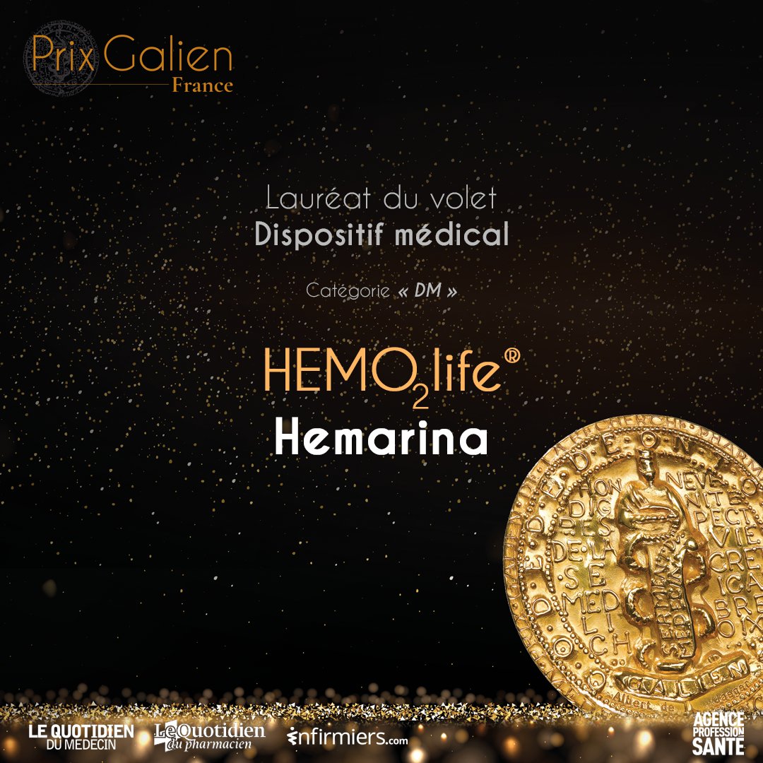 #PrixGalien2023⎜ Lauréat Dispositif médical

HEMO2life® de <a href="/Hemarina/">Hemarina</a>

Prix remis à Franck Zal, PDG et directeur scientifique de <a href="/Hemarina/">Hemarina</a> et Elisabeth Leize-Zal, Directrice Recherche et Développement