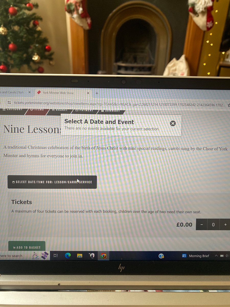 flatbreadfusion's tweet photo. @York_Minster Hi Rosalind - it’s not so much running slowly, but saying there’s no events or dates to select when booking tickets https://t.co/dcDnfew9uC