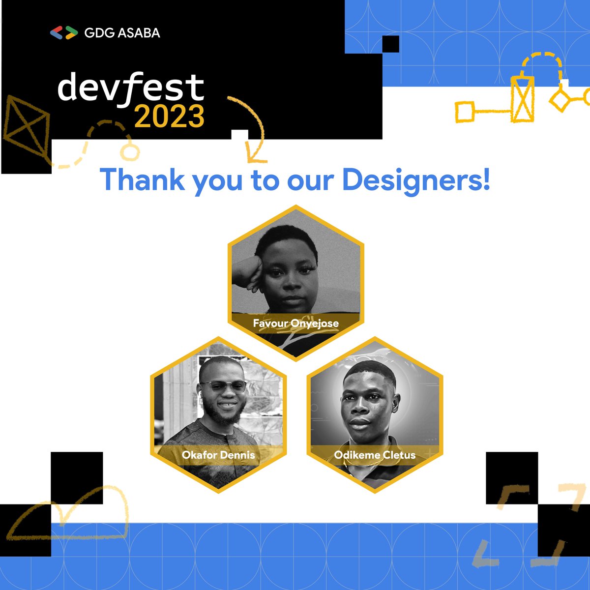 GdgAsaba's tweet photo. Gratitude in pixels! 🙌 

Big thanks to our awesome design team for their dedication and exceptional efforts at #DevFestAsaba! 

Your creativity shines at every step, making the journey vibrant and unforgettable. 🙌✨

#design 
#DevFest2023 https://t.co/8P9lCOatF6
