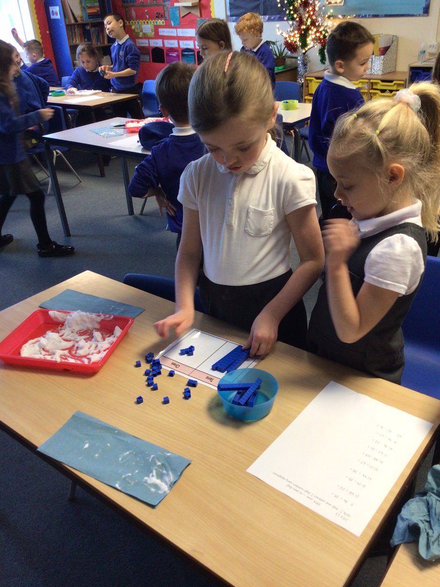 Y2Woodley's tweet photo. The children always love to complete learning in different ways. Here they are using shaving foam to calculate the addition and subtraction of two 2 digit numbers. https://t.co/ArO43AxS34