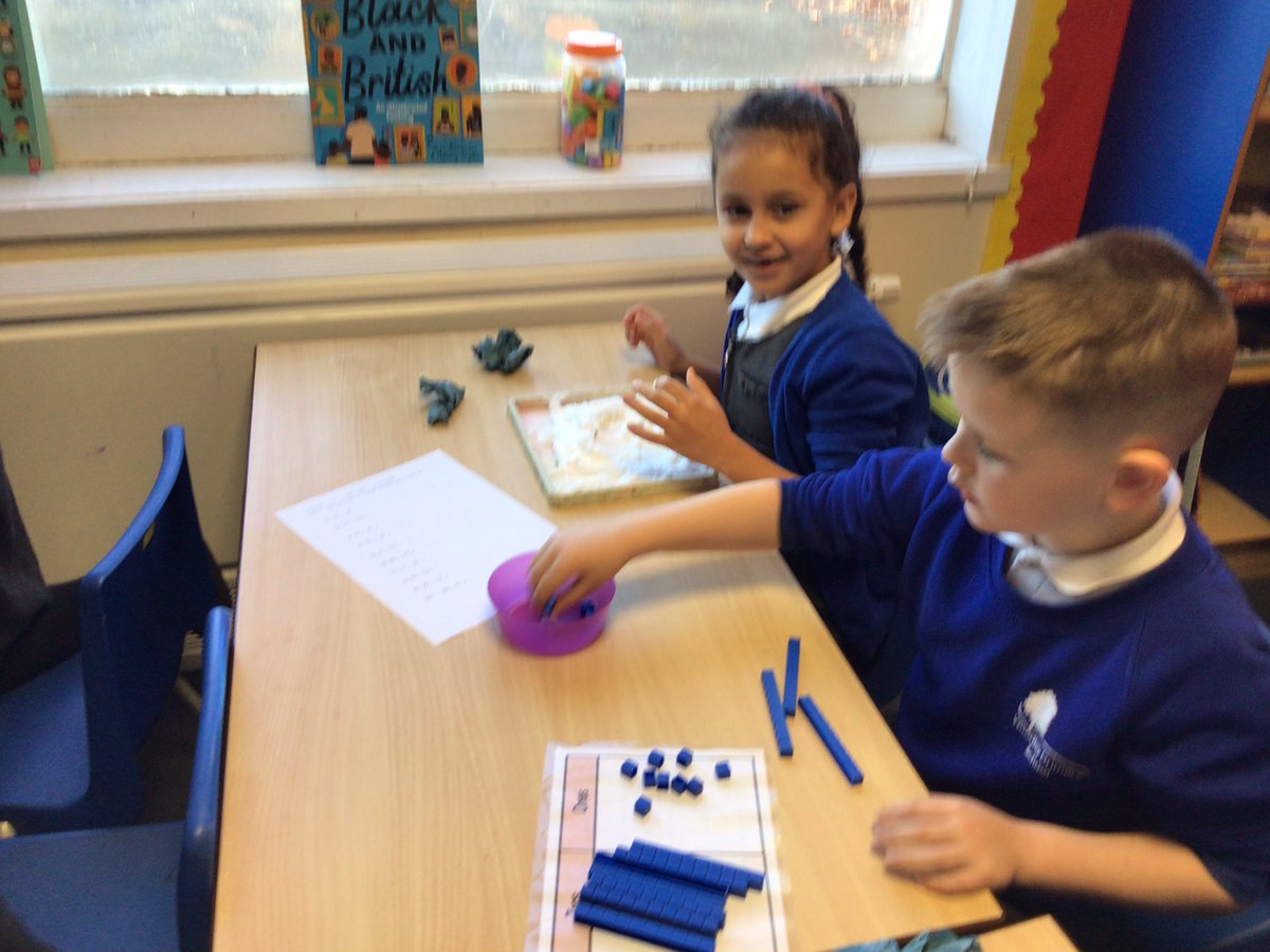 Y2Woodley's tweet photo. The children always love to complete learning in different ways. Here they are using shaving foam to calculate the addition and subtraction of two 2 digit numbers. https://t.co/ArO43AxS34