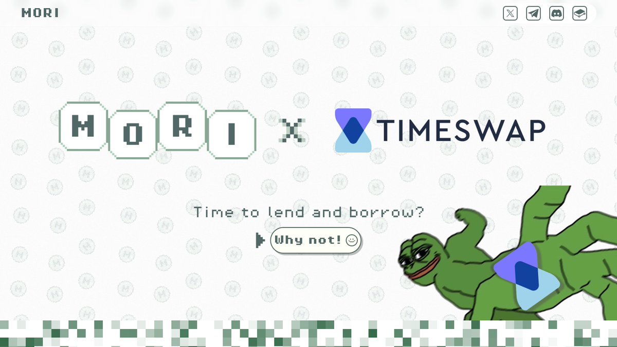 Great news!✨

Mori is partnering with <a href="/TimeswapLabs/">Timeswap ⏳</a> to offer users the opportunity to borrow or lend ETHC and ETHS!

This feature will go live soon! Stay tuned for updates!💚

#LSDFi