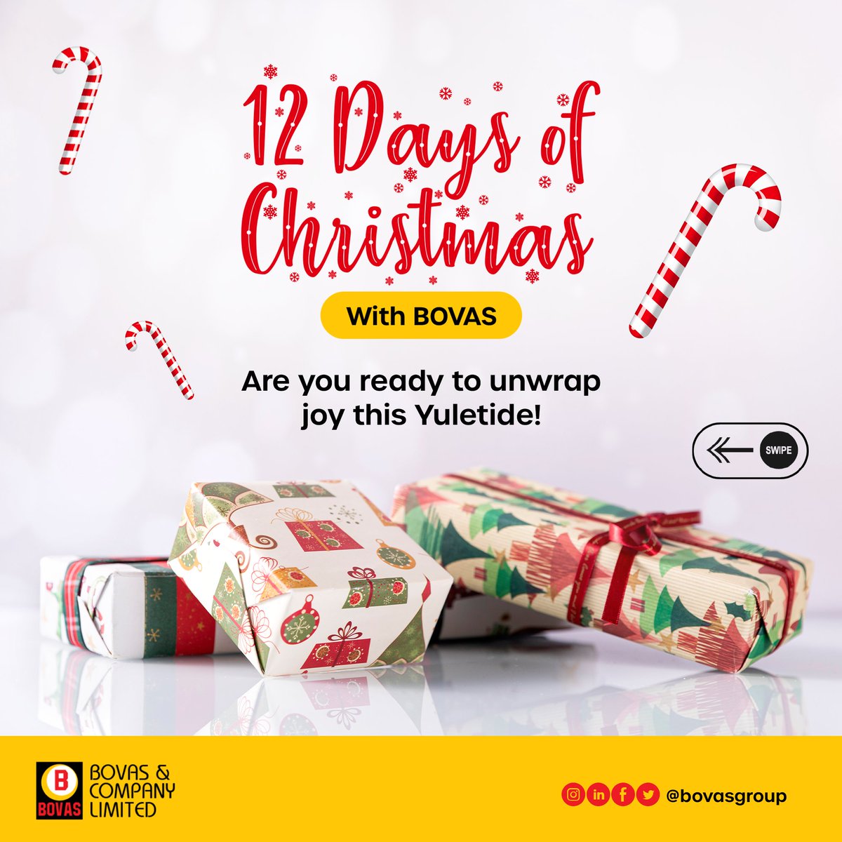 bovasgroup's tweet photo. Santa is coming early!!🎄🎅🏻

Every day, from the 15th of December, we will host 12 Days of Christmas with BOVAS!

Swipe for the details!

As we anticipate tomorrow, ensure you’re doing the following:

🎄Following us across all Social Media platforms.
🎄Have your post notifications on so you don't miss out when we post.

You have till 1 pm daily to submit your answers or entries. 

GOOD LUCK!

#12daysofChristmaswithBovas #Bovas #BetterserviceswithBovas