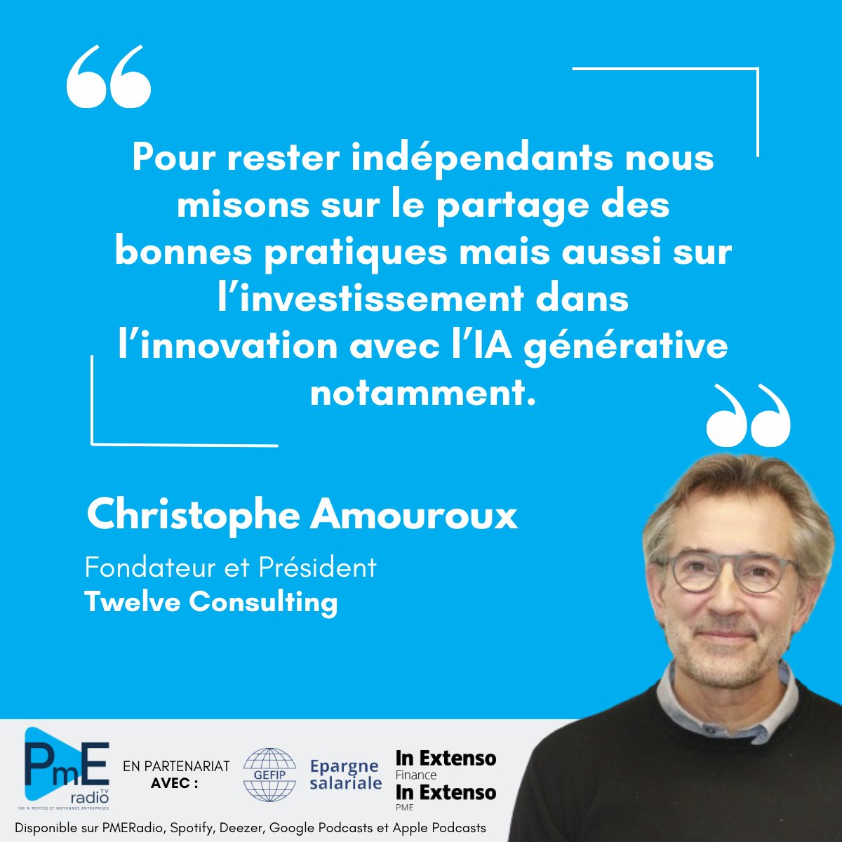 [INTERVIEW] 🎙️
🔊Ecoutez sur : lnkd.in/gMUT5FxA
Pauline Riglet interviewe Christophe Amouroux, Fondateur et Président de <a href="/TwelveConseil/">Twelve Consulting</a> qui nous livre son #expérience sur <a href="/pmeradio_tv/">PMERadio_tv</a> 
🤝avec #GEFIP et <a href="/InExtensoFT/">In Extenso Finance</a>
👉nos #podcasts sur btobradio.tv