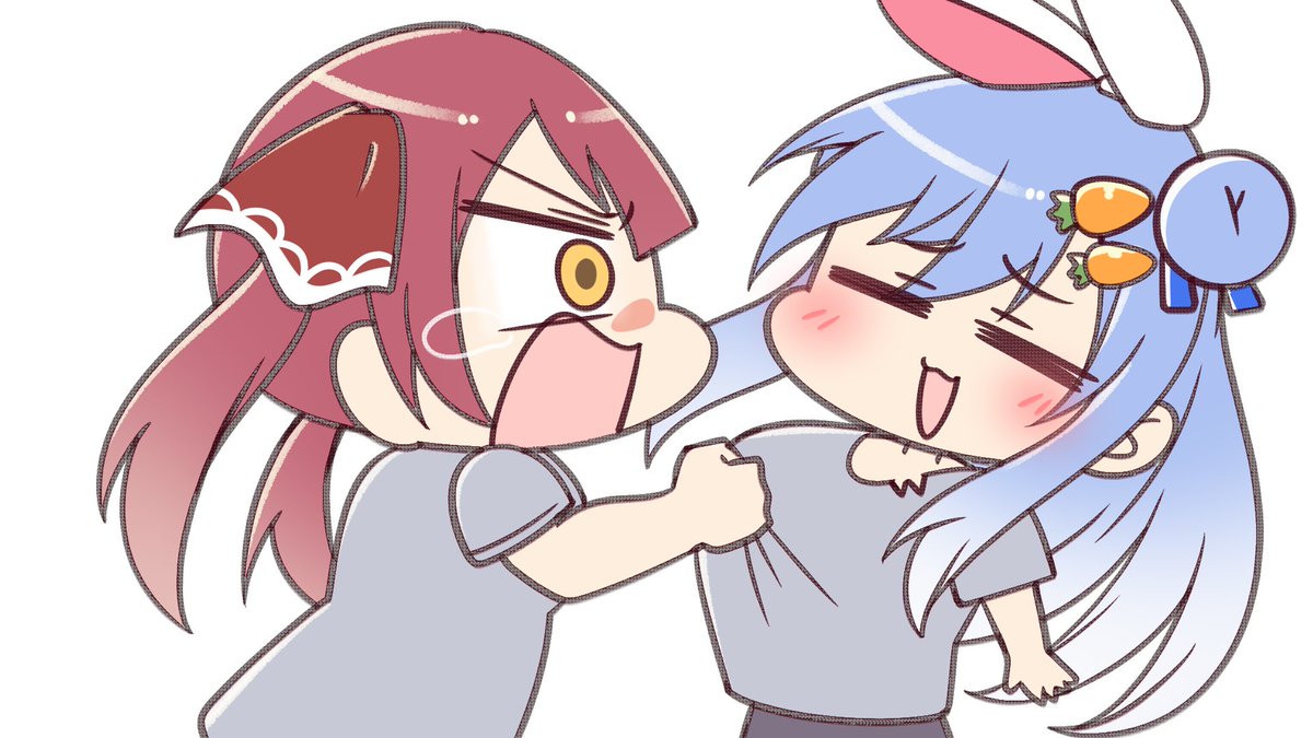 宝鐘マリン ,兎田ぺこら 「ふぇ!?結婚するって本当ですか???」|大樹レーラズ／ホロにち@切り抜き漫画のイラスト