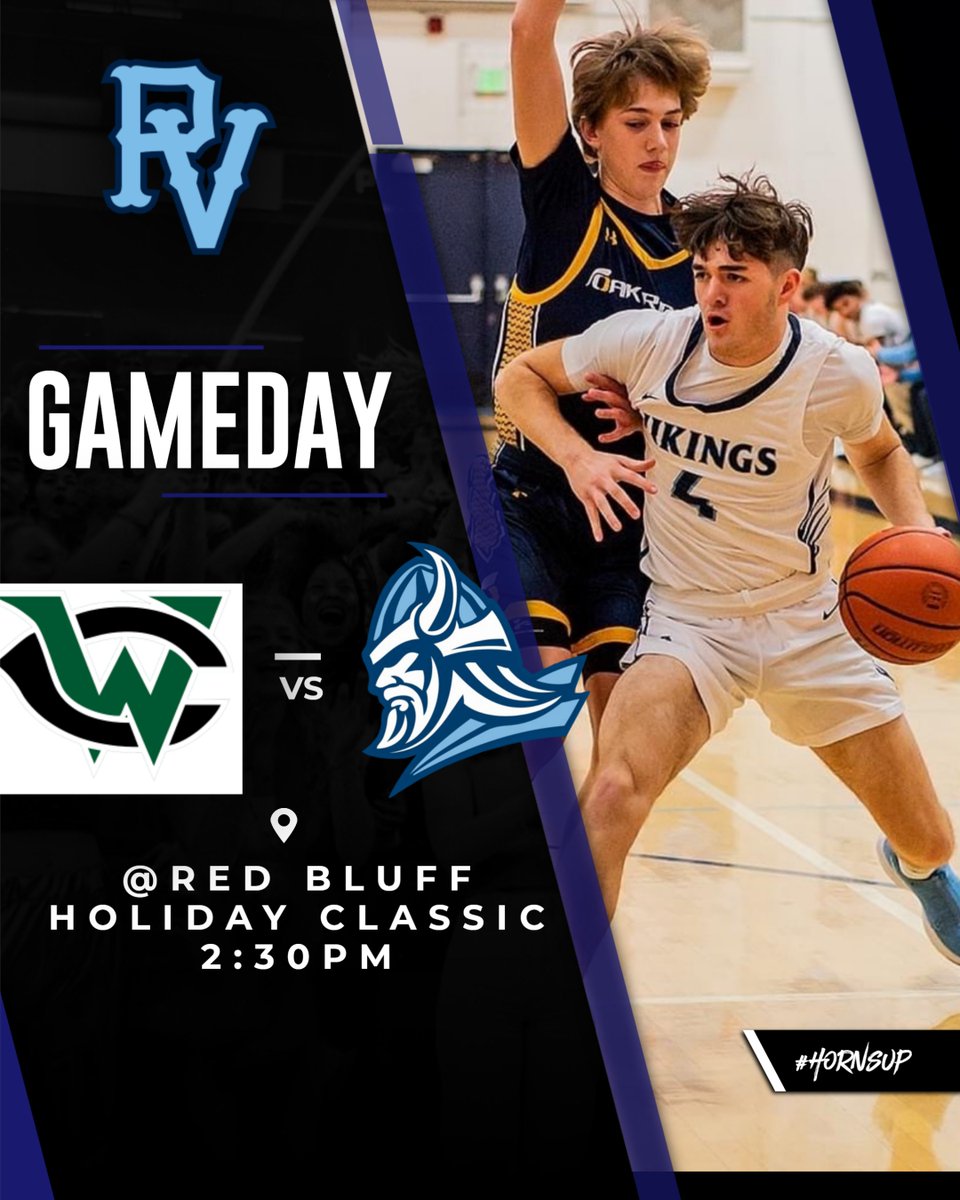 PV Boys Basketball (5-2) will play Weed (7-1) in the Red Bluff Holiday Classic Tournament today at 2:30 at RBHS. Best of luck on the road Vikes, LET'S GO! #hornsup