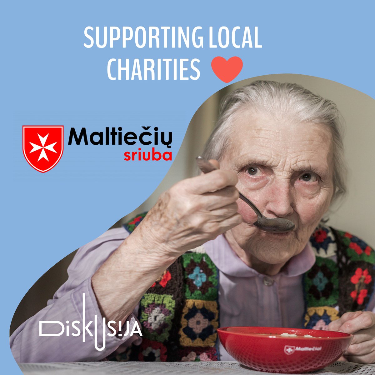 The #charity Organization #Maltesers in #Lithuania is renowned for  initiative #Malteserssoup, providing over 2000 elderly with hot soup and support. At Diskusija, we've backed them for years &amp; we're extending our support to sustain 5 elderly for the next year. Join us! 🌟❤️