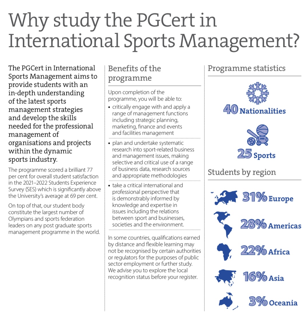 Applications are now open for the February 2024 intake of the PGCert in International Sports Management, collaboratively developed with the University of London. Apply now for this online, self-paced, industry-focused qualification by 8th January 2024: waos.wufoo.com/forms/m1avmjtl…