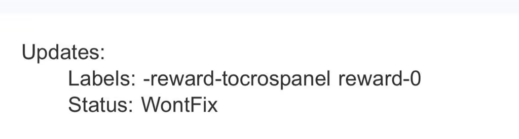 zhchbin's tweet photo. After reporting multiple UAFs to Chrome VRP, I received my first reward-0. According to my previous experience, I should have received my reward a month ago. But now it's 0. The difference is that this decision was made by Chrome OS VRP, not Chrome VRP. This is frustrating. https://t.co/A8BHTOWf9z