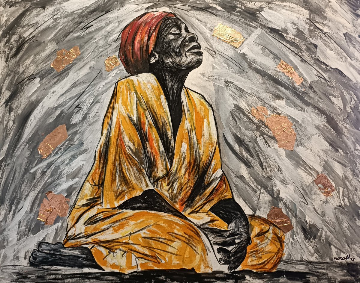 Silent prayer. 

When we feel powerless in a hostile world we can at least practice quelling the enmity in our minds. Every positive thought is a silent prayer. Our grandmother's and mother's prayers are the reason some of us are still alive and some made it. 
1.5m x 1.2m