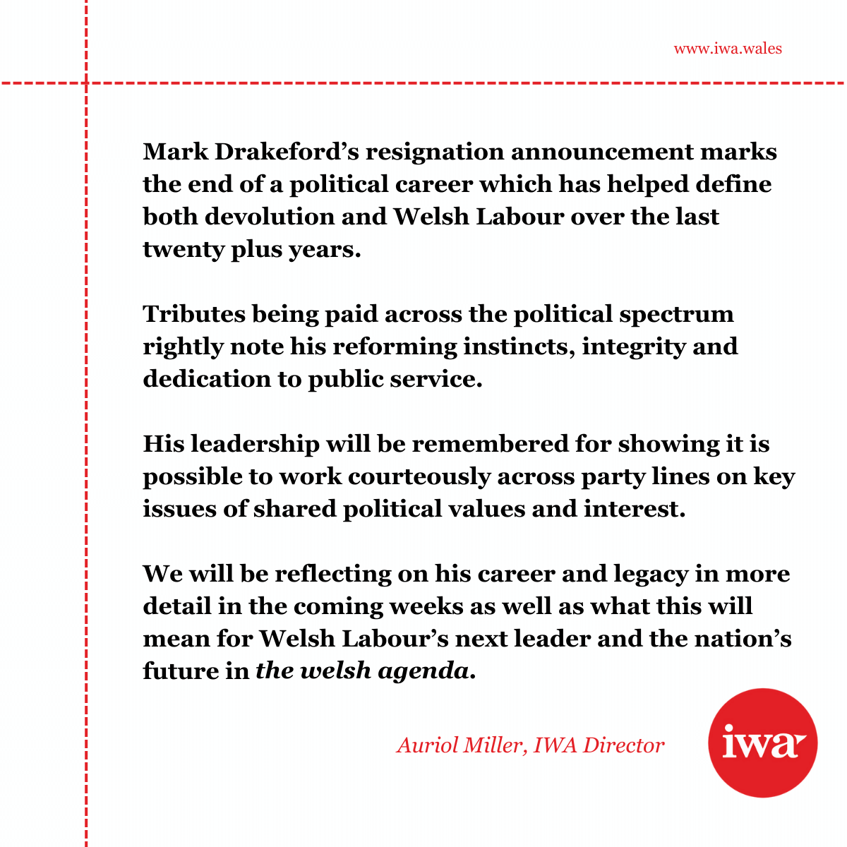 IWA_Wales's tweet photo. Our Director @auriol_miller responds to the First Minister's announcement yesterday. https://t.co/HERxKqxEvP