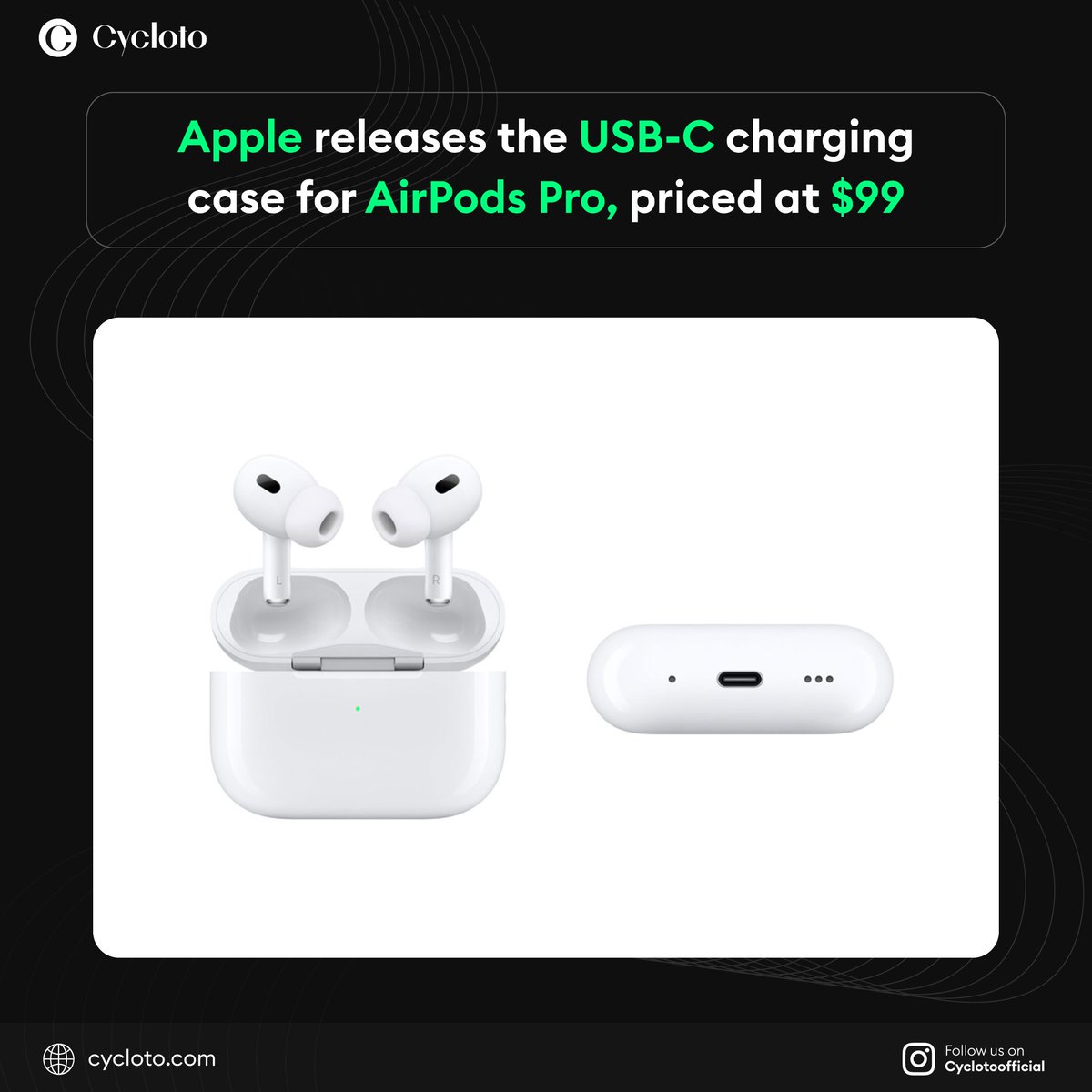 cyclotoco's tweet photo. Apple now offers the versatile USB-C charging case for AirPods Pro as a standalone purchase.

 #AirPods  #airpods2 #AirPodsPro  #airpodcase #TypeC #typec #usbc #cycloto https://t.co/vJcMJ9eUa4
